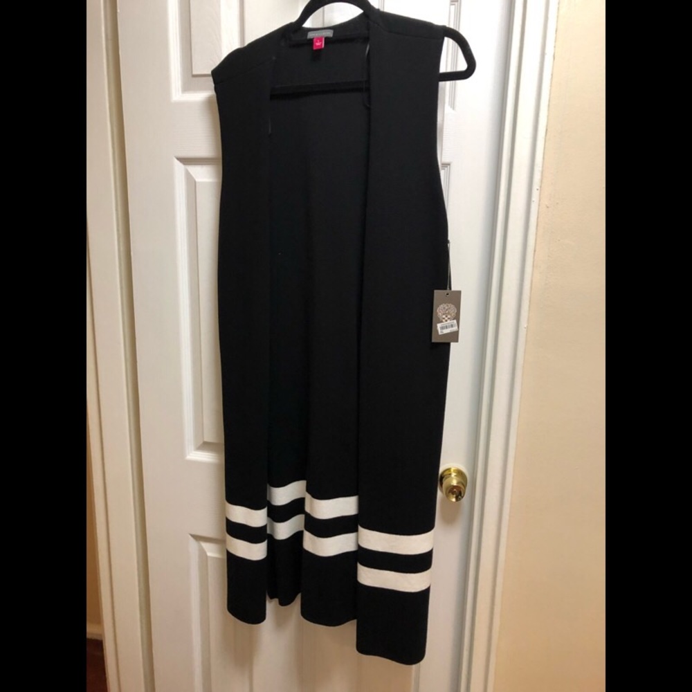 Vince Camuto Stripe Open Front Vest